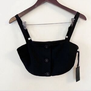 Revolve H:OURS Button Front Sleeveless Crop Top Size Small NEW Issey Black